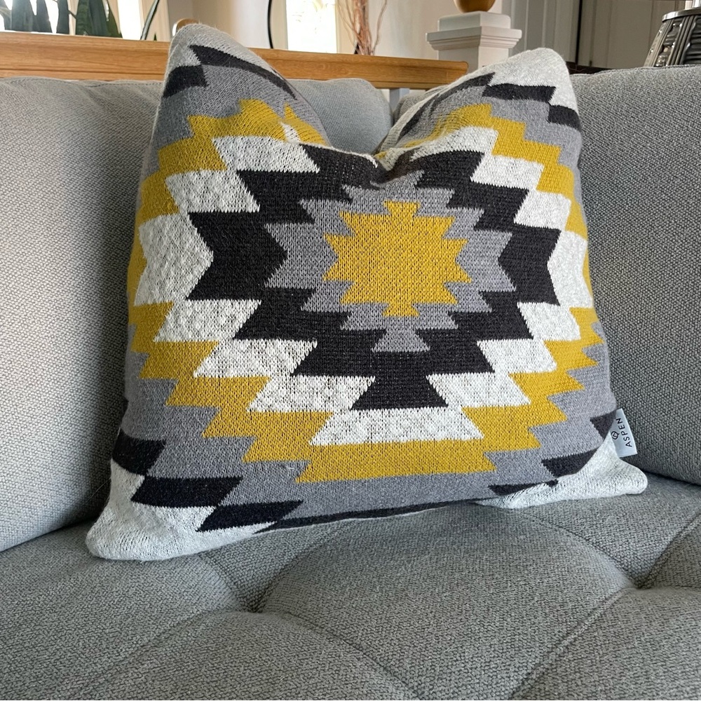 Southwestern Yellow and Gray Throw Pillow 20x20 Set of Two